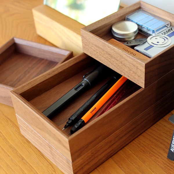 【セット】「Stackable Organizers S&Lセット」スタッキング可能　木製デスクオーガナイザー/トレイ・トレー
