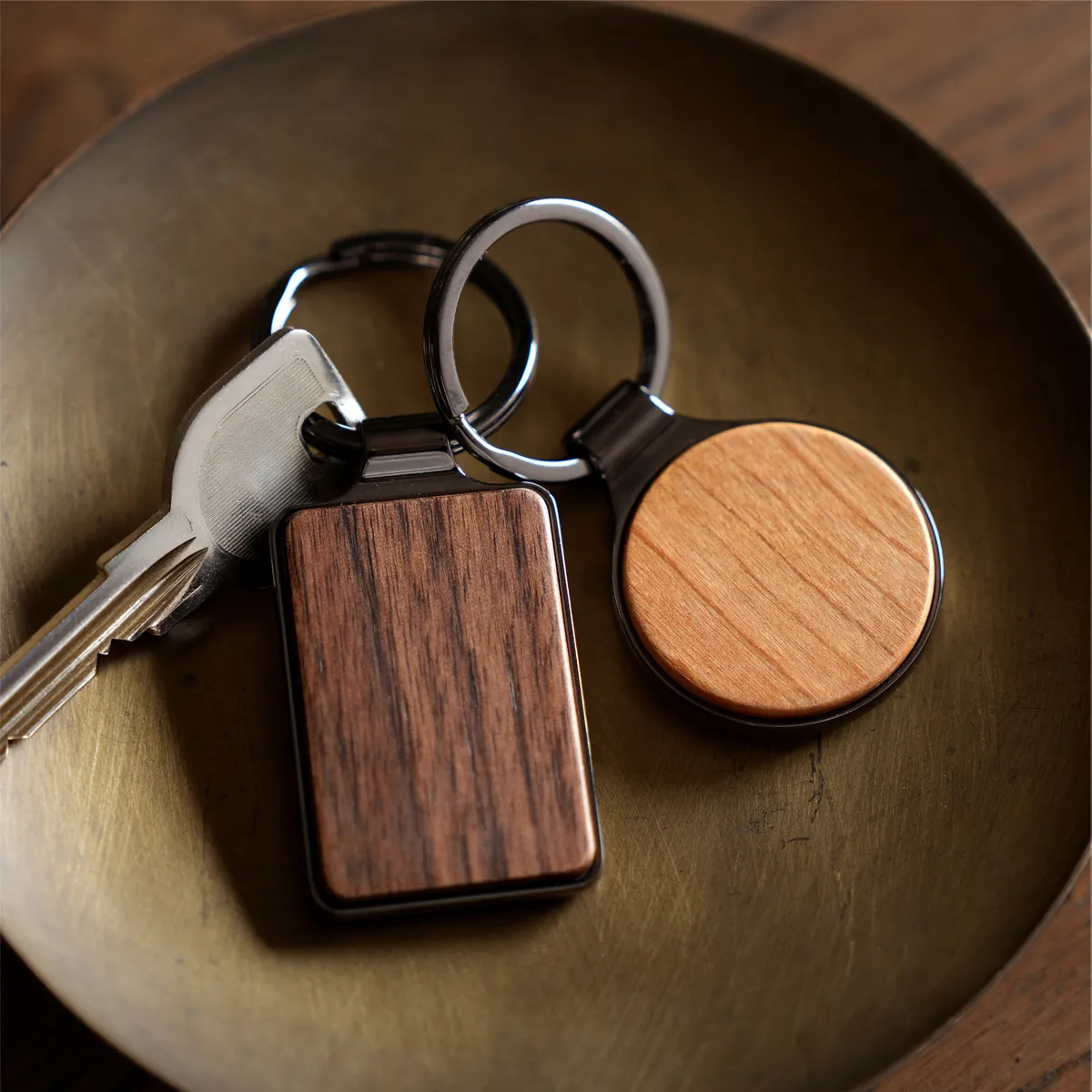 ■【名入代込】【ペア】「KEYRING 001 ギフトセット」木製キーホルダー・キーリング