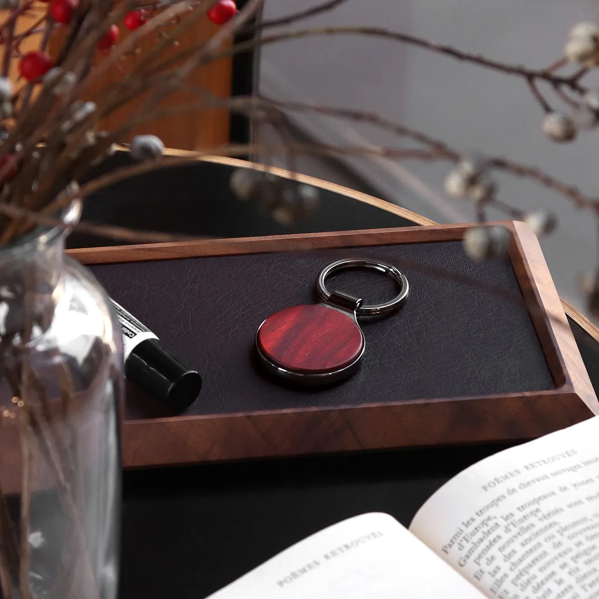 □【名入代込】【ペア】「KEYRING 001 ギフトセット」木製キーホルダー