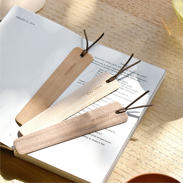 【名入代込】木製しおり「ブックマーク（Bookmark）2枚セット」Hacoaブランド/北欧風デザイン
