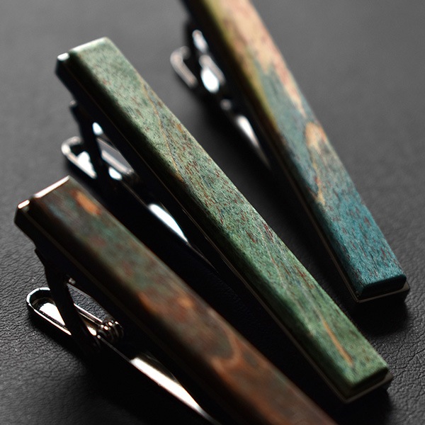 ■【数量限定】【プレミアム】【セット】「TIE PINS & CUFF LINKS ギフトセット（スタビライズドウッド）」木製ネクタイピン・カフリンクス（カフス） ギフトセット
