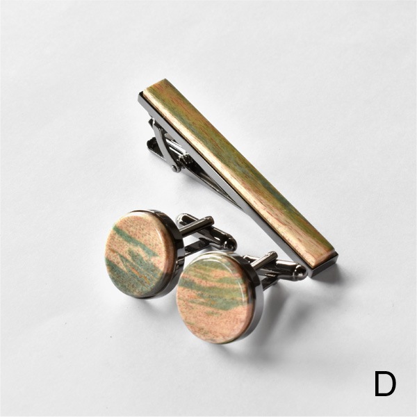 ■【数量限定】【プレミアム】【セット】「TIE PINS & CUFF LINKS ギフトセット（スタビライズドウッド）」木製ネクタイピン・カフリンクス（カフス） ギフトセット