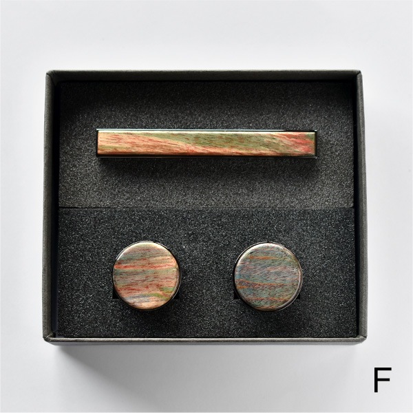 ■【数量限定】【プレミアム】【セット】「TIE PINS & CUFF LINKS ギフトセット（スタビライズドウッド）」木製ネクタイピン・カフリンクス（カフス） ギフトセット