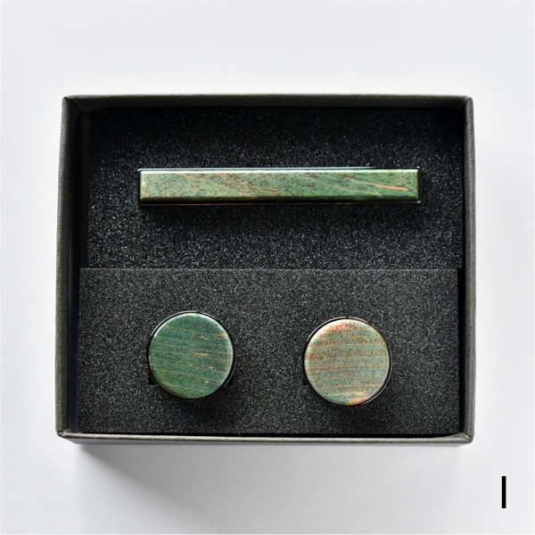 ■【数量限定】【プレミアム】【セット】「TIE PINS & CUFF LINKS ギフトセット（スタビライズドウッド）」木製ネクタイピン・カフリンクス（カフス） ギフトセット