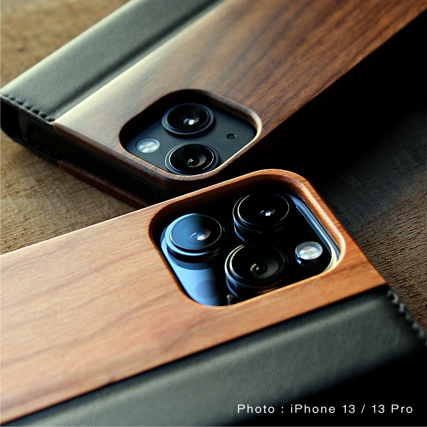 【生産終了】■【13Pro】「iPhone 13Pro FLIPCASE」木目が美しい手帳型アイフォンケース【6.1インチ】