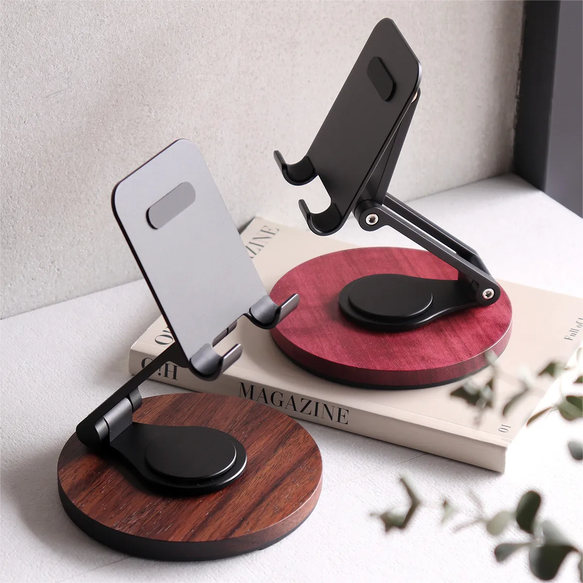 「Smartphone Stand Adjustable」角度調整ができる折り畳み式木製スマートフォンスタンド/Hacoaブランド