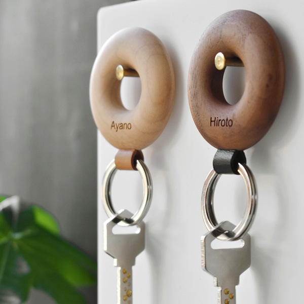 ■【名入代込】【ペア】「Keyholder Hoop ギフトセット」木製輪っか型キーホルダー・キーリング
