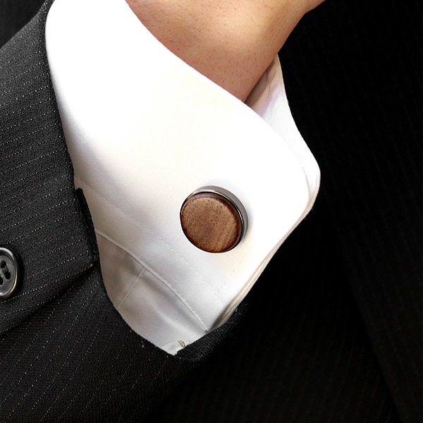 □【プレミアム】「CUFF LINKS（黒檀）」本物の木を組み合わせた