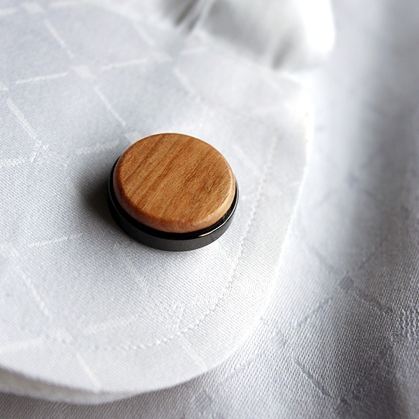 ■【プレミアム】「CUFF LINKS（黒檀）」本物の木を組み合わせたおしゃれな木製カフス（カフリンクス）