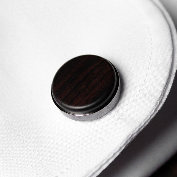■【プレミアム】「CUFF LINKS（黒檀）」本物の木を組み合わせたおしゃれな木製カフス（カフリンクス）