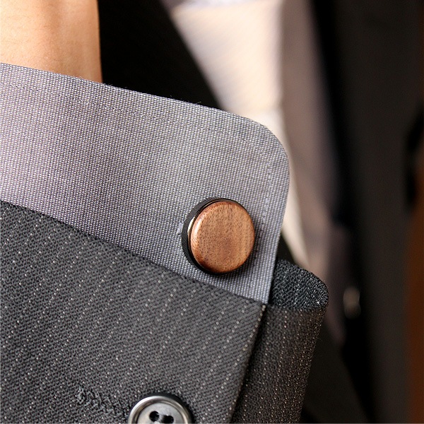 ■【プレミアム】「CUFF LINKS（黒檀）」本物の木を組み合わせたおしゃれな木製カフス（カフリンクス）