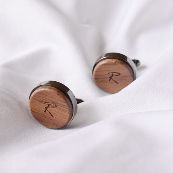 ■【プレミアム】【セット】「TIE PINS & CUFF LINKS ギフトセット（黒檀）」木製ネクタイピン・カフリンクス（カフス） ギフトセット（黒檀）