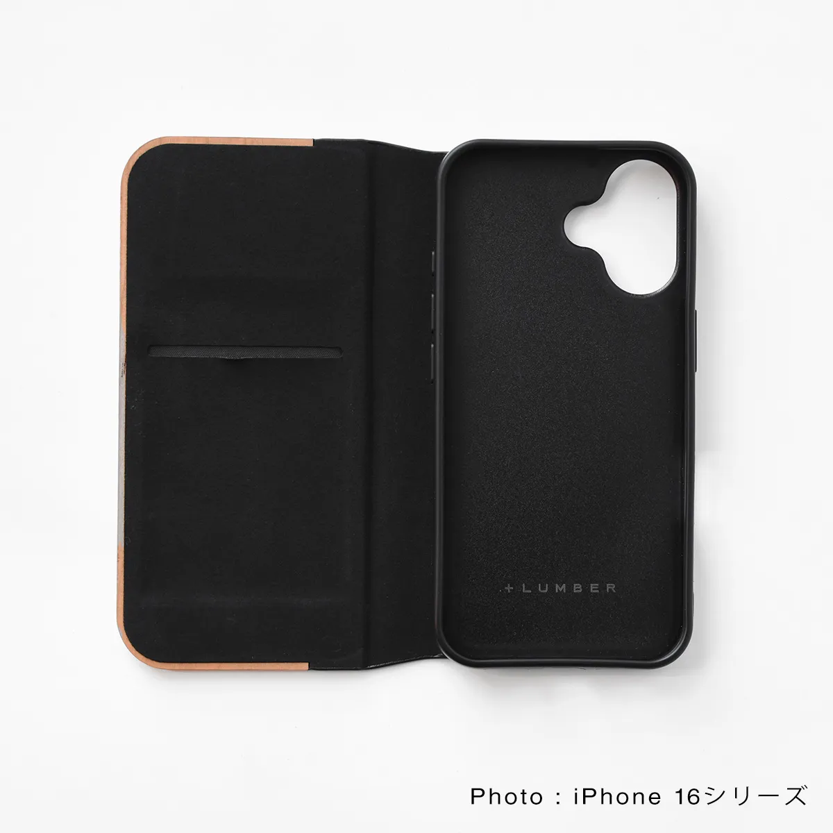 □【16】「iPhone 16/16e/16Plus/16Pro/16ProMax FLIPCASE」木目が