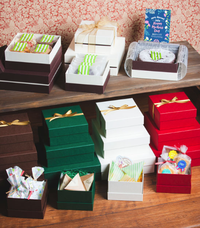 焼き菓子用 正方形フェザーオリジナルギフトケース【S】（1セット100個入～）