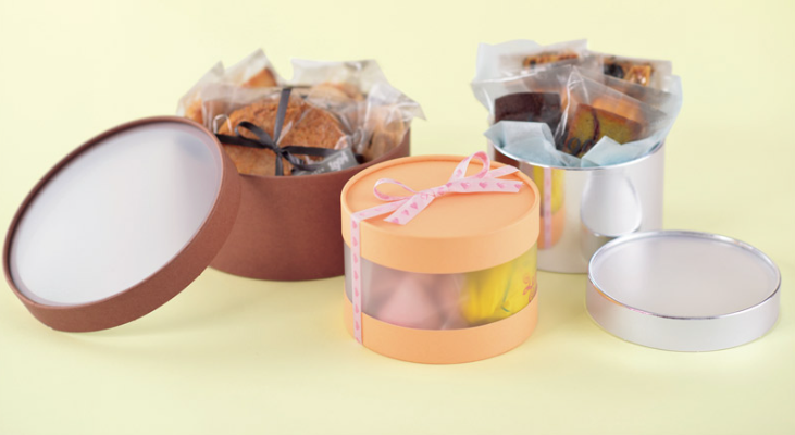 お菓子用ギフト箱 CANCAN サークルトップクリア フェザーオリジナルギフトケース（1セット300個入）