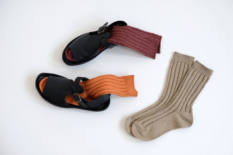 【数量限定】 杢カラー 太リブソックス 「実りのいろ」