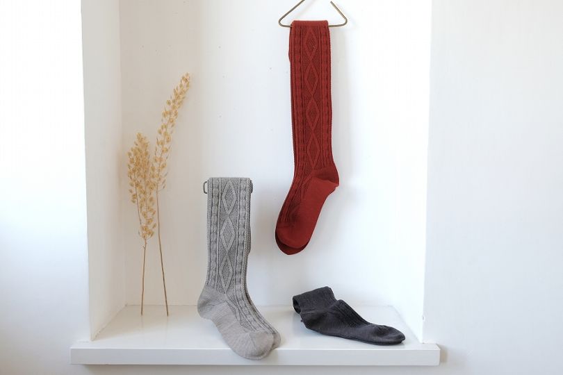 折り返しダイヤ柄 リンクスハイソックス