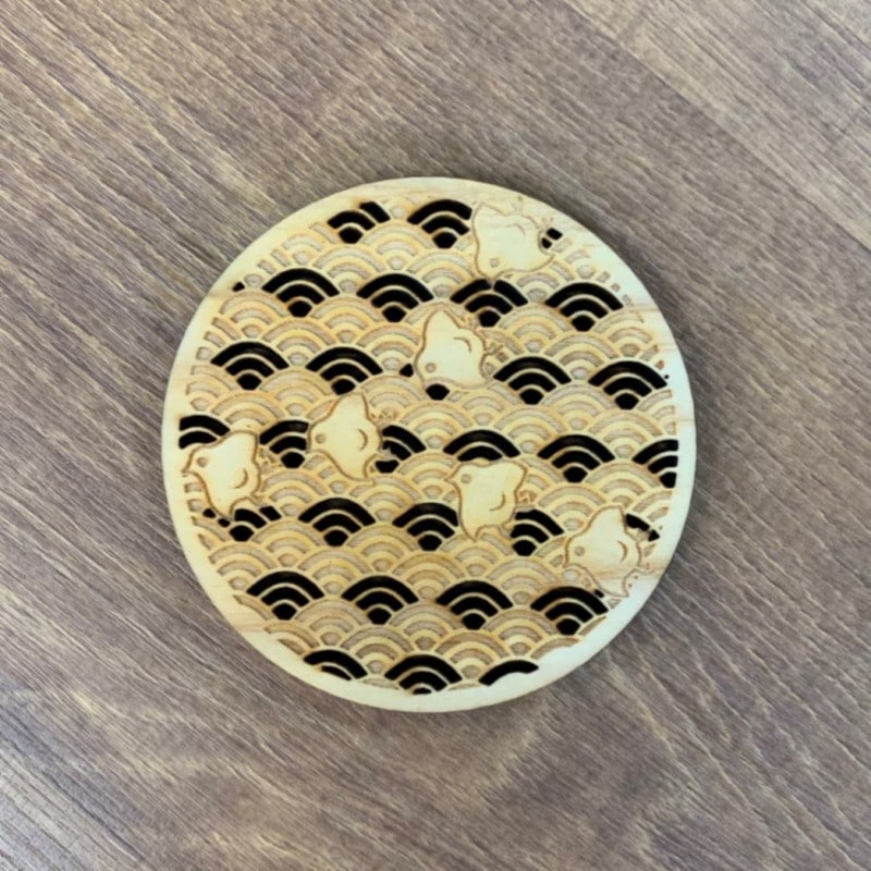 【メール便専用】伝統文様コースター 青海波に千鳥