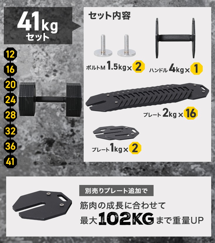 可変式ダンベル 36kg×2個 HG-OIDB36