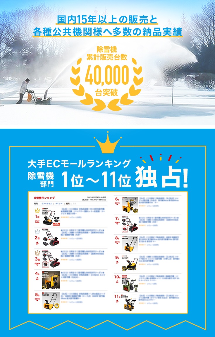 充電式電動除雪機 バッテリー1個+充電器 YS-GM921701