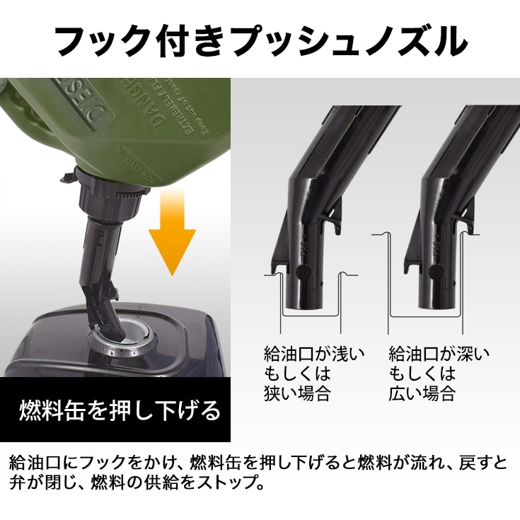 プラスチック燃料携行缶 緑 10L LD-YG-P10