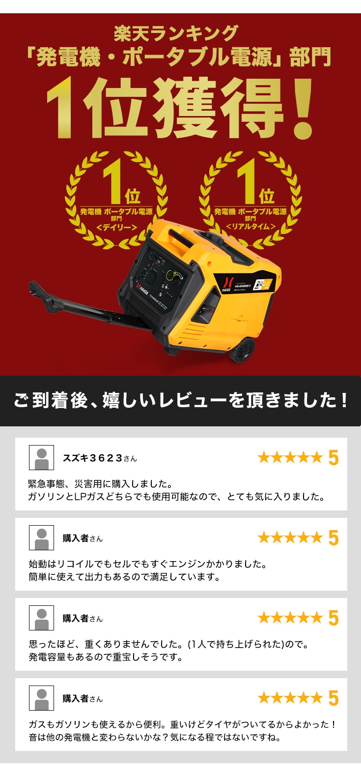 インバーター発電機 HG-iG4000R-2