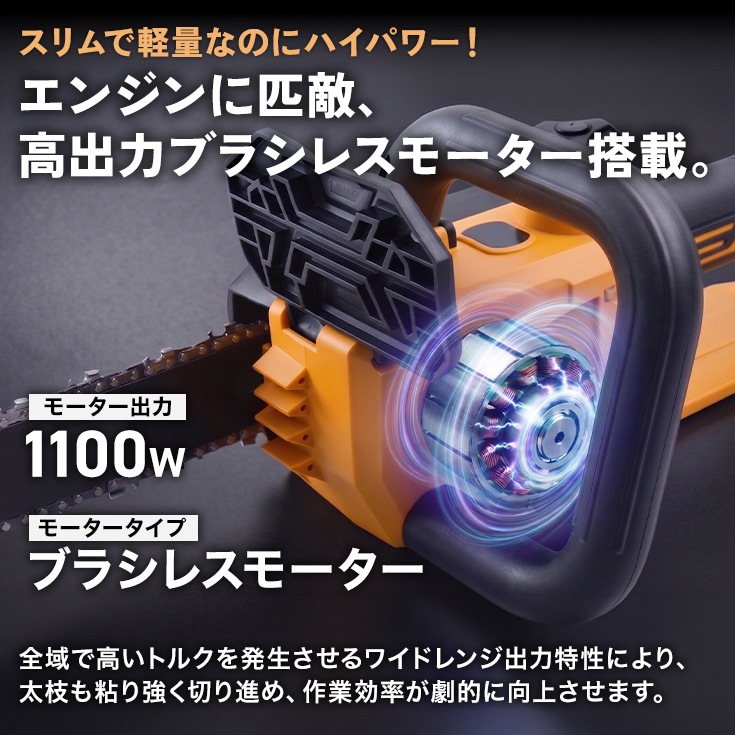 充電式ハンディチェーンソー 4Ahバッテリー/充電器付き HG-ECS1812