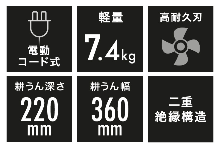 電動耕うん機 10mコード付き HG-ETL36
