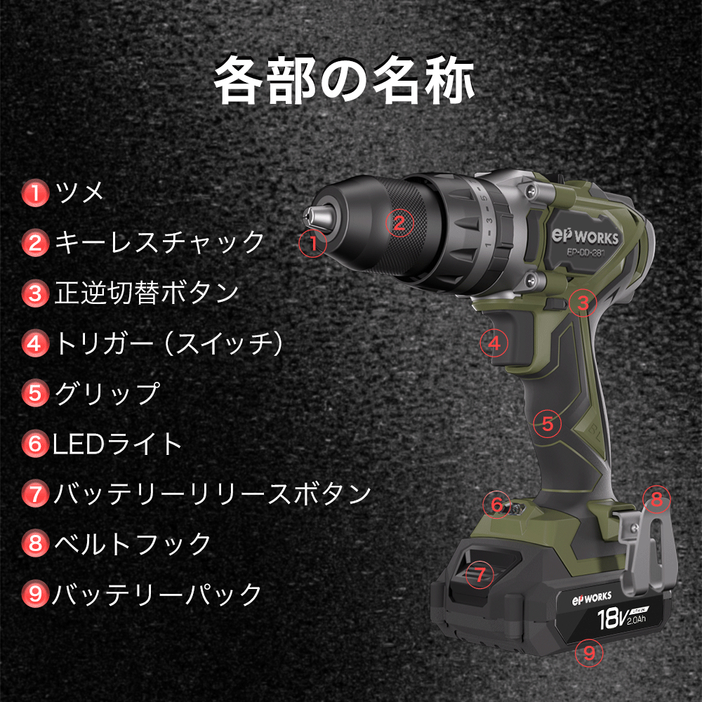 振動ドライバードリル 本体のみ EP-DD-281