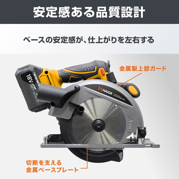 バッテリー式 電動丸ノコ  本体のみ（バッテリーなし）他社バッテリー対応 HG-ETCS18V165