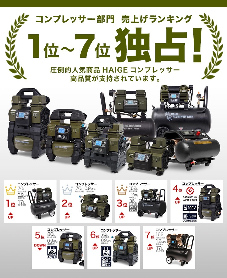 エアーコンプレッサー 5L HG-DC882