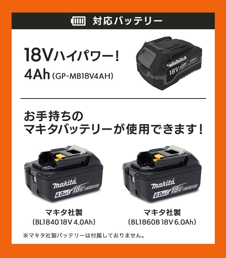 バッテリー式 電動丸ノコ  バッテリー/充電器セット 他社バッテリー対応 HG-ETCS18V165