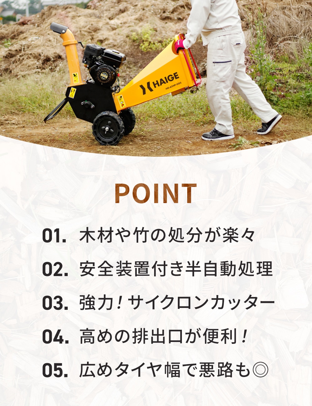 エンジン式粉砕機 HG-65HP-GGS