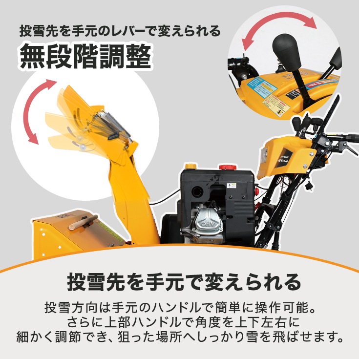 【自宅配送可能】自走式エンジン除雪機 プラスチック製ガソリン携行缶セット HG-K1101Q 