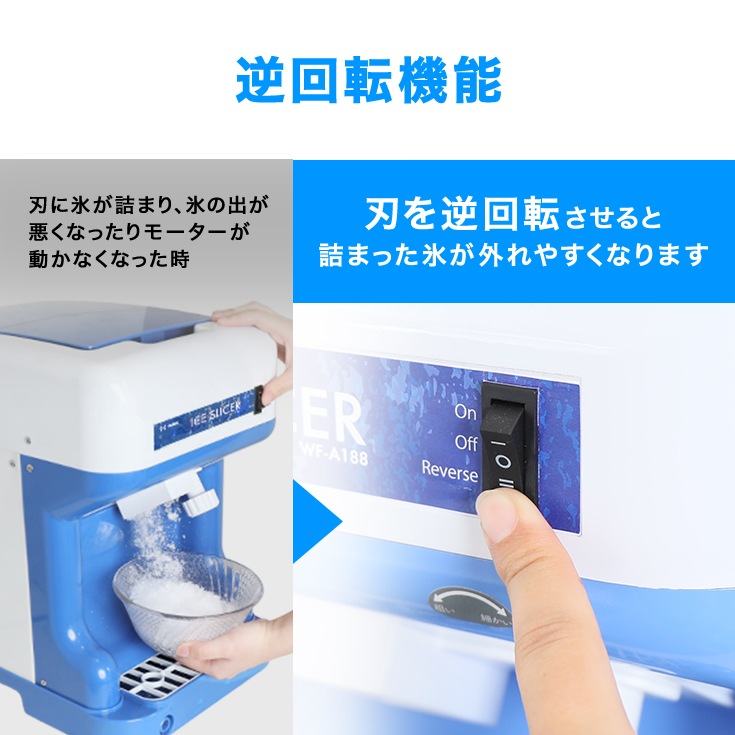 電動式 かき氷機 業務用 家庭用 キューブアイス対応 WF-A188＜ペダルスイッチ付き＞【1年保証】