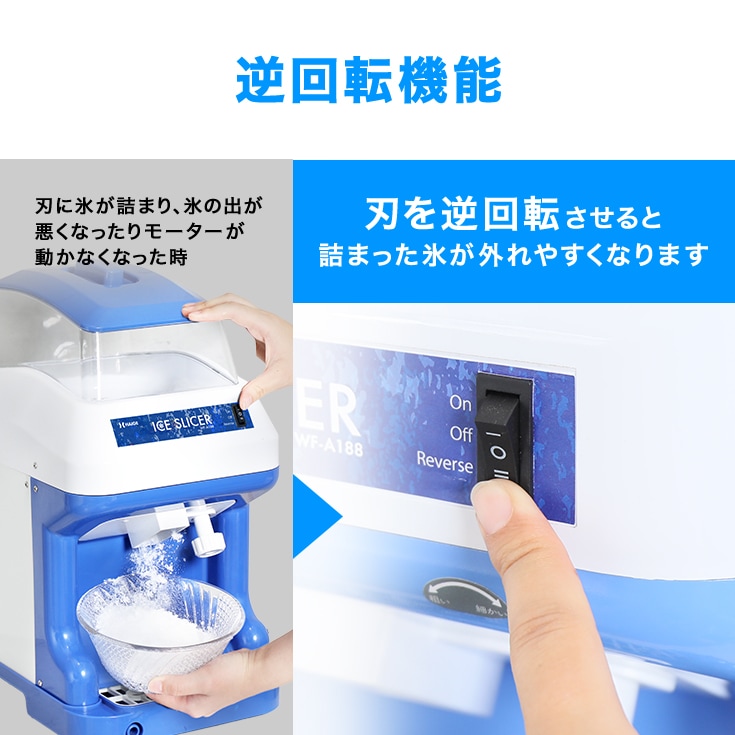 電動式 かき氷機 業務用 キューブアイス対応＜ペダルスイッチ＆替刃ベルト付＞／WF-B188【1年保証】
