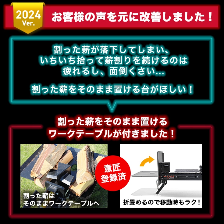 新製品 作業角度3モードチルト可変式 22T 薪割り機余裕の作業