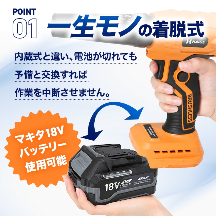ハンディ電動ブロワー 本体のみ（バッテリーなし） HG-EB18HD