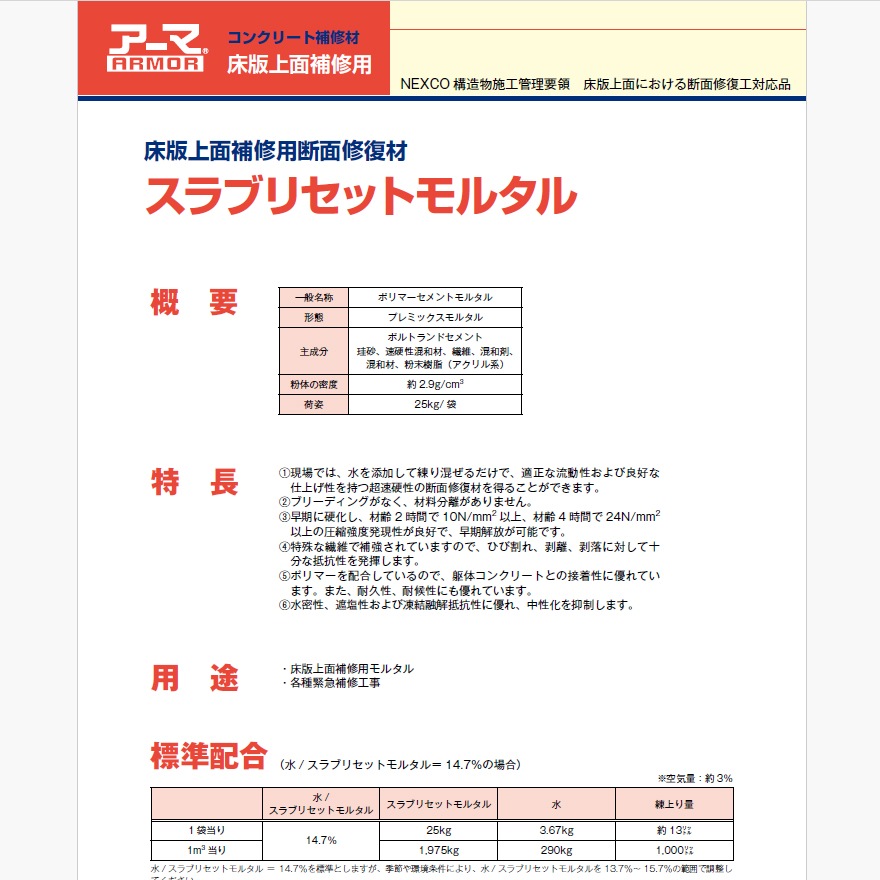 スラブリセットモルタル 25kg／袋 コンクリート補修材　MUマテックス 三菱マテリアル【個人宅配送不可】