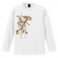 和柄Ｔシャツ　桜虎　[レディース長袖]|和柄Ｔシャツ [長袖,レディース,通常プリント]|和柄Ｔシャツ [レディース長袖]