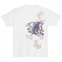 和柄Ｔシャツ　暴れ鯉　[レディース半袖 (バックプリント)]|和柄Ｔシャツ [半袖,レディース,バックプリント]|和柄Ｔシャツ [レディース半袖]