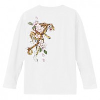 和柄Ｔシャツ　桜虎　[レディース長袖 (バックプリント)]|和柄Ｔシャツ [長袖,レディース,バックプリント]|和柄Ｔシャツ [レディース長袖]