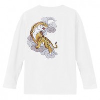 和柄Ｔシャツ　雲虎　[レディース長袖 (バックプリント)]|和柄Ｔシャツ [長袖,レディース,バックプリント]|和柄Ｔシャツ [レディース長袖]