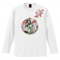 和柄Ｔシャツ　鳥獣戯画_梅桜踊　[メンズ長袖]|和柄Ｔシャツ [長袖,メンズ,通常プリント]|和柄Ｔシャツ [メンズ長袖]
