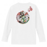 和柄Ｔシャツ　鳥獣戯画_梅桜踊　[メンズ長袖 (バックプリント)]|和柄Ｔシャツ [長袖,メンズ,バックプリント]|和柄Ｔシャツ [メンズ長袖]