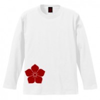 和柄家紋Ｔシャツ　明智桔梗家紋　[メンズ長袖]|和柄家紋_通常プリント|和柄家紋Ｔシャツ[メンズ長袖]