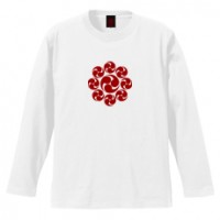 和柄家紋Ｔシャツ　上杉九曜巴家紋　[メンズ長袖]|和柄家紋_通常プリント|和柄家紋Ｔシャツ[メンズ長袖]