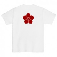 和柄家紋Ｔシャツ　明智桔梗家紋　[レディース半袖 (バックプリント)]|和柄家紋_バックプリント|和柄家紋Ｔシャツ[レディース半袖]