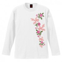 和柄Ｔシャツ　梅折枝桜　[レディース長袖]|和柄Ｔシャツ [長袖,レディース,通常プリント]|和柄Ｔシャツ [レディース長袖]