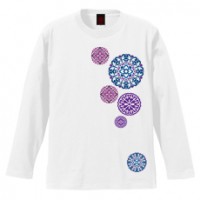 和柄Ｔシャツ　唐花丸紋様　[レディース長袖]|和柄Ｔシャツ [長袖,レディース,通常プリント]|和柄Ｔシャツ [レディース長袖]